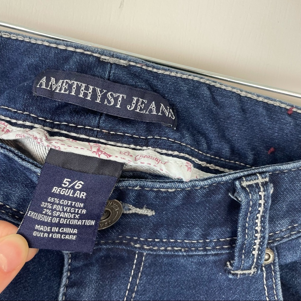 Amethyst Jeans Dark Wash Boot Cut Raw Hem - Picture 7 of 13